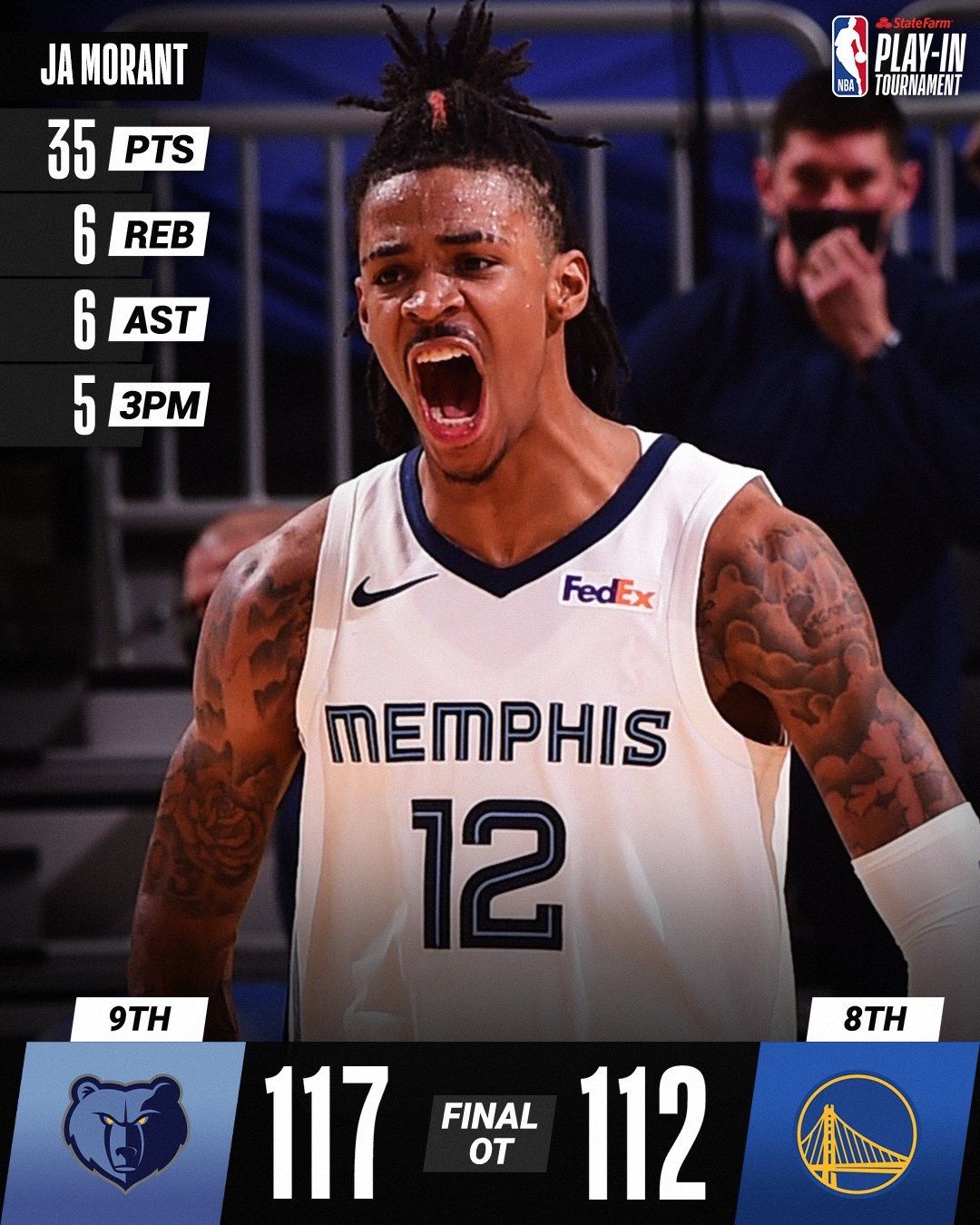 勇士对阵上海队，莫兰特赛后评分拉满